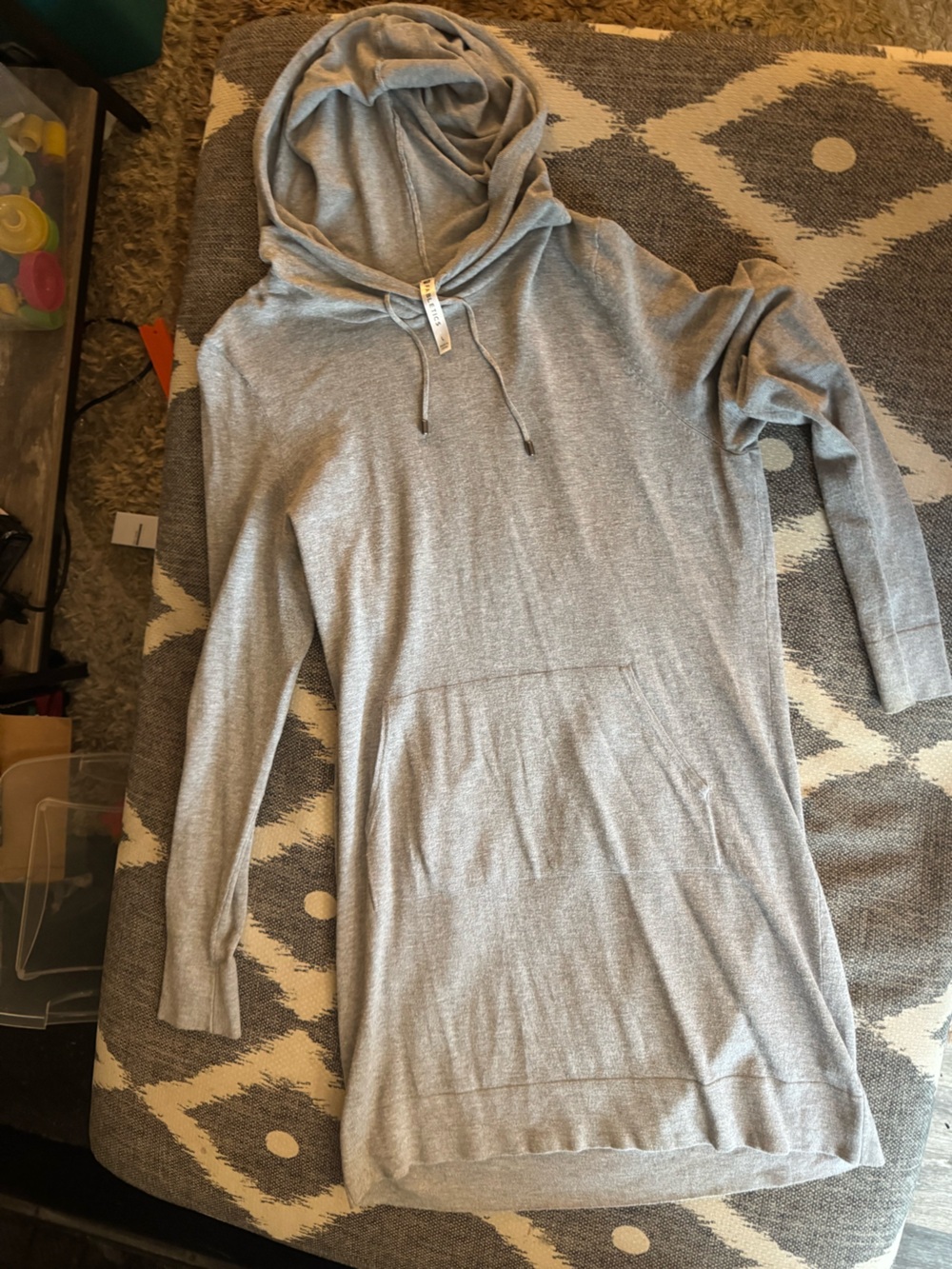 Fabletics Light Gray Long Sleeve Hoodie Dress